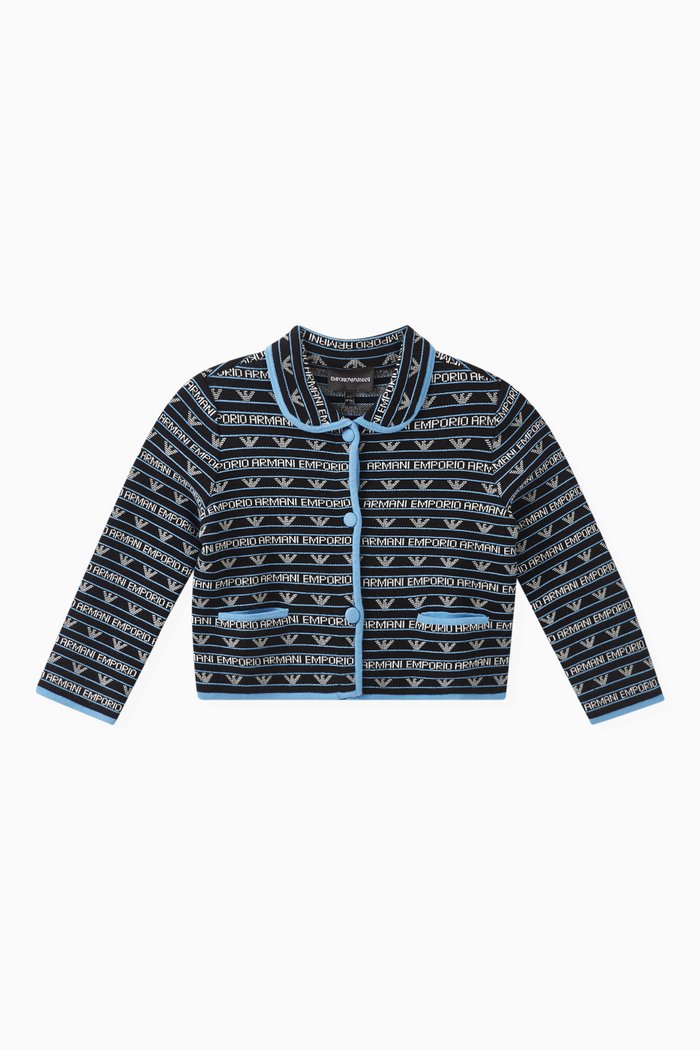 

Logo Knit Cardigan in Viscose-blend, Blue