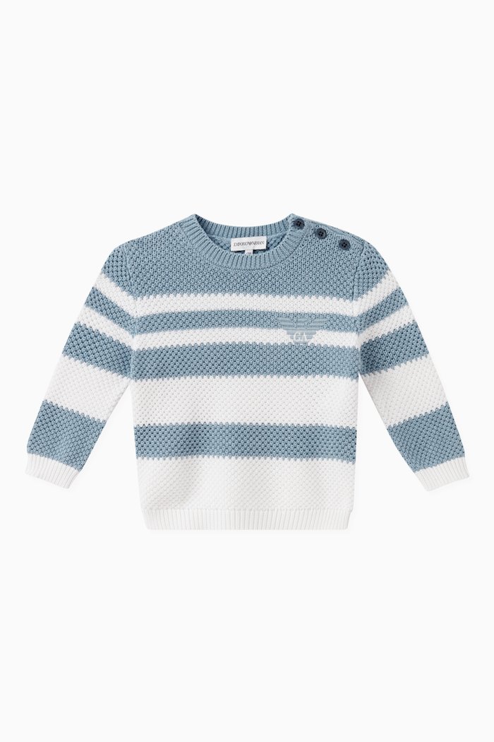 

Striped Logo Sweatshirt in Cotton, Blue