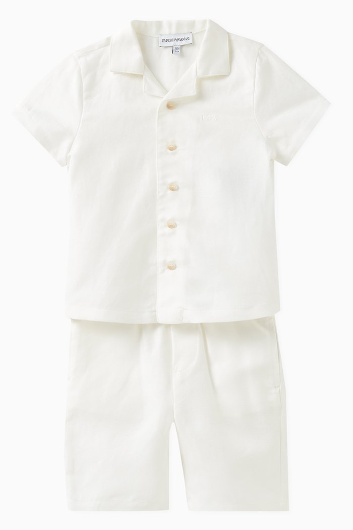 

Shirt and Shorts Set in Linen Blend, White