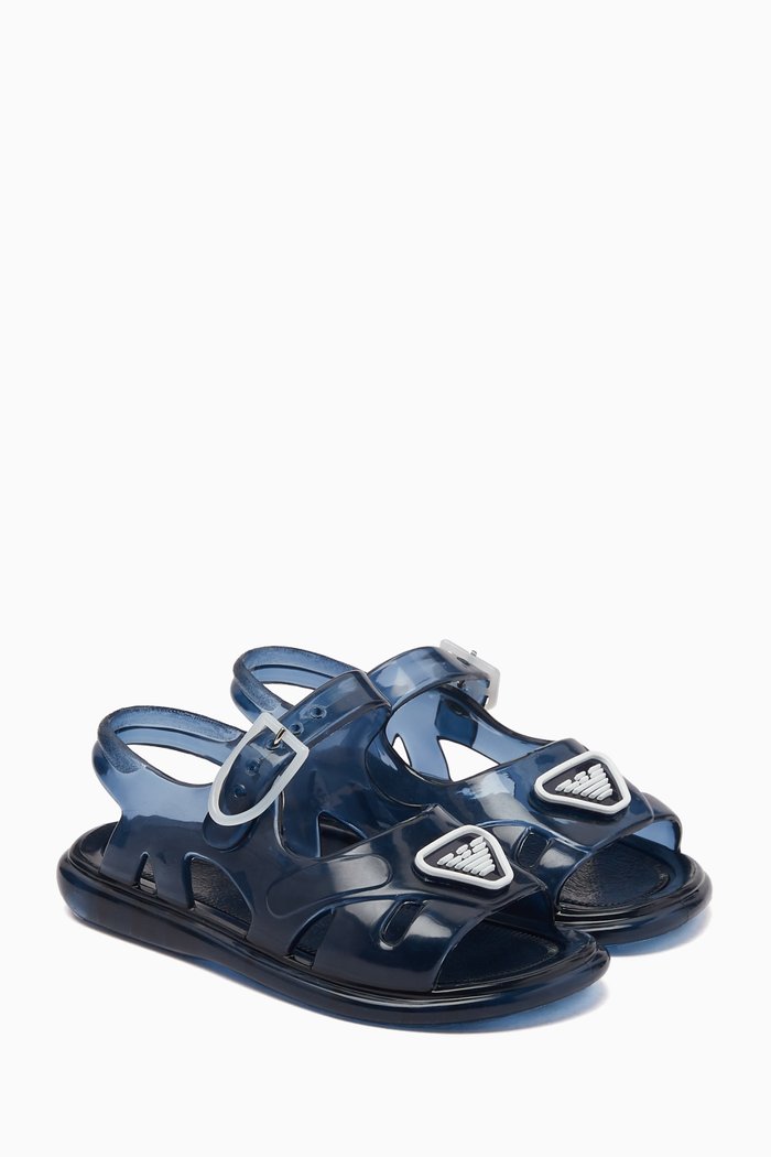 Eagle Logo Sandals in Rubber, Blue