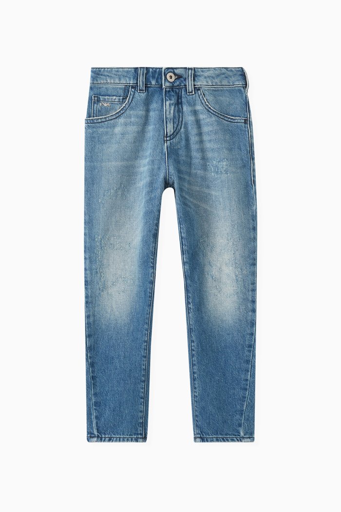 

Tapered Fit Denim Jeans in Cotton, Blue