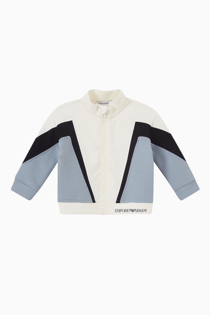 

Contrast Geometric Panel Sweatshirt in Cotton, Blue