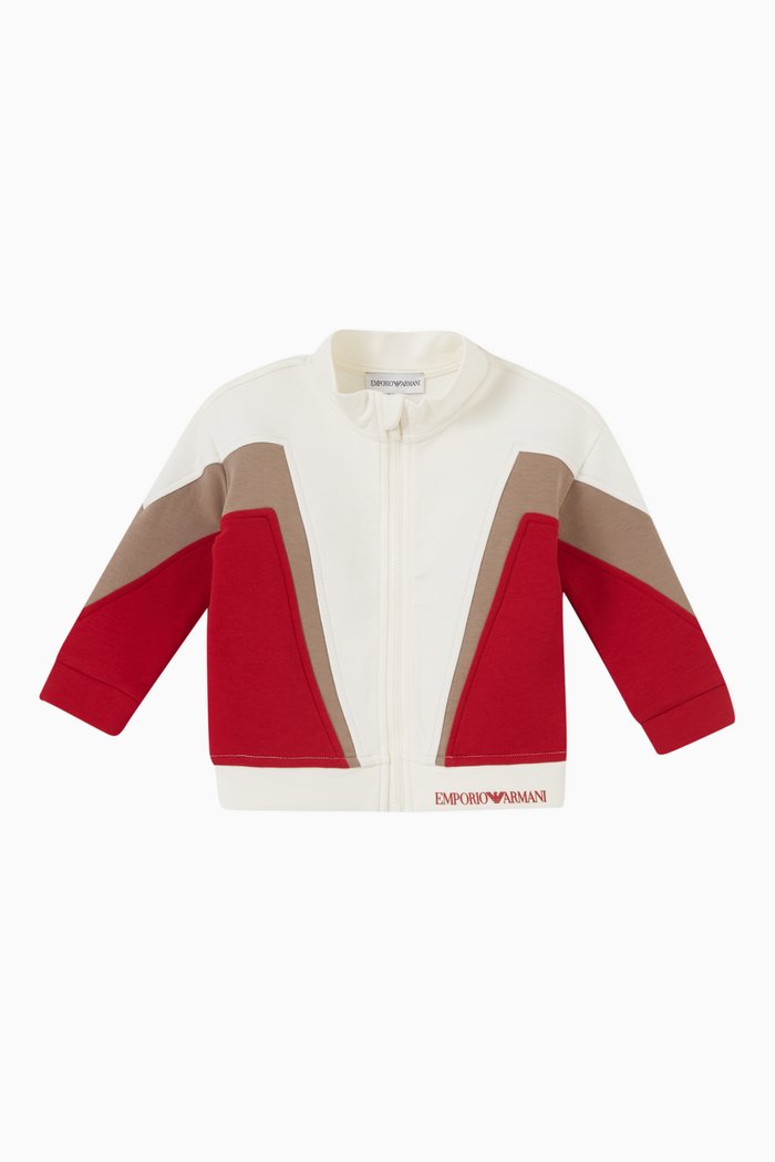 

Contrast Geometric Panel Sweatshirt in Cotton, Red