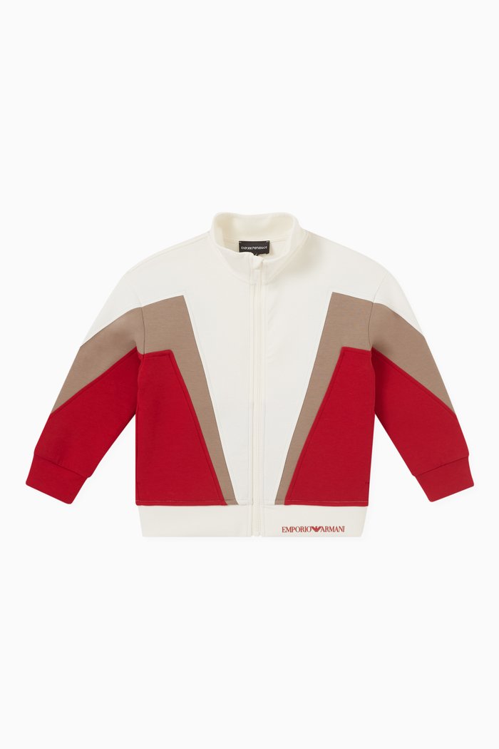 

Colour-block Jacket in Cotton Jersey, Red