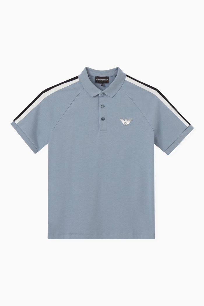 Logo Polo Shirt in Cotton, Blue