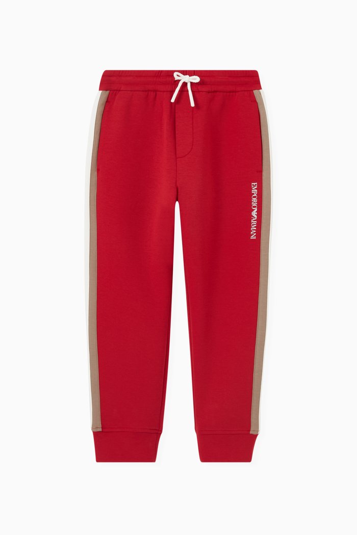 Contrast Tape Sweatpants in Cotton, Red