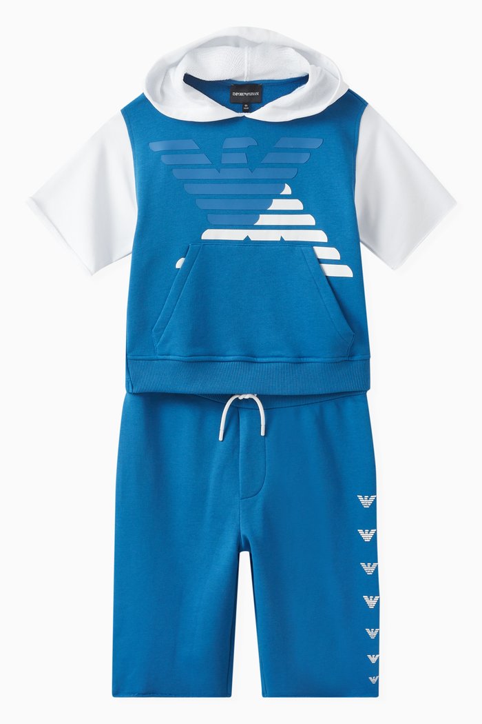 

EA Crew Sweatshirt & Board Shorts Set in Cotton, Blue