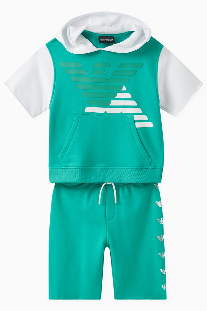 

EA Crew Sweatshirt & Board Shorts Set in Cotton, Blue