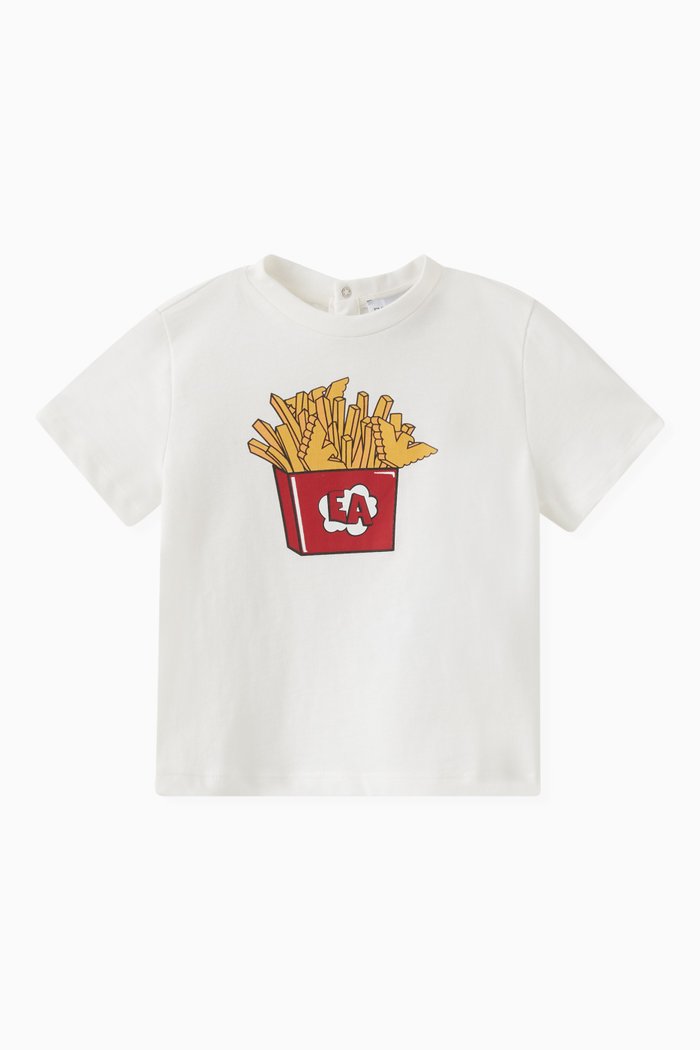 

French Fries Logo Print T-shirt in Cotton, White
