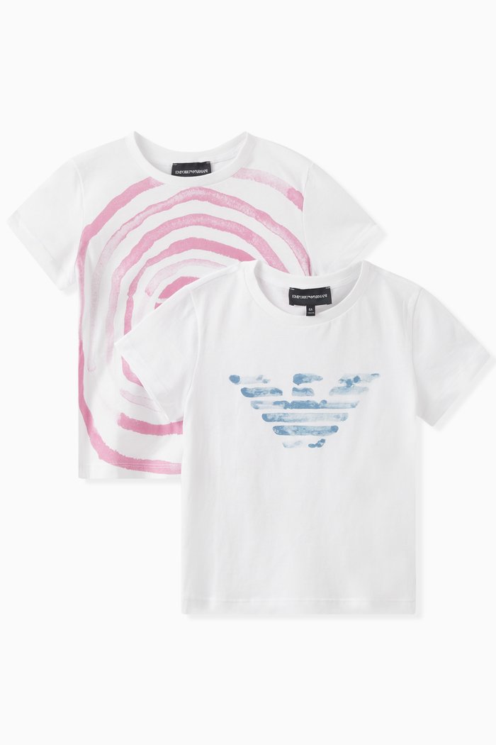 

Graphic Logo T-shirt in Cotton, Set of 2, White