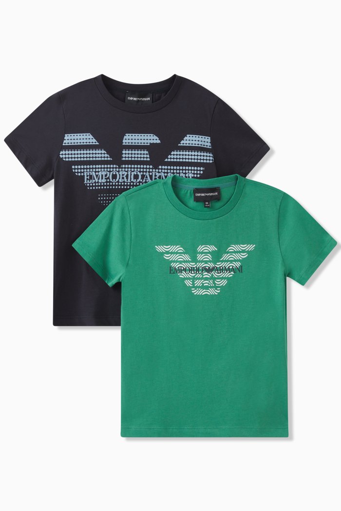 

Graphic Logo T-shirt in Cotton, Set of 2, Green