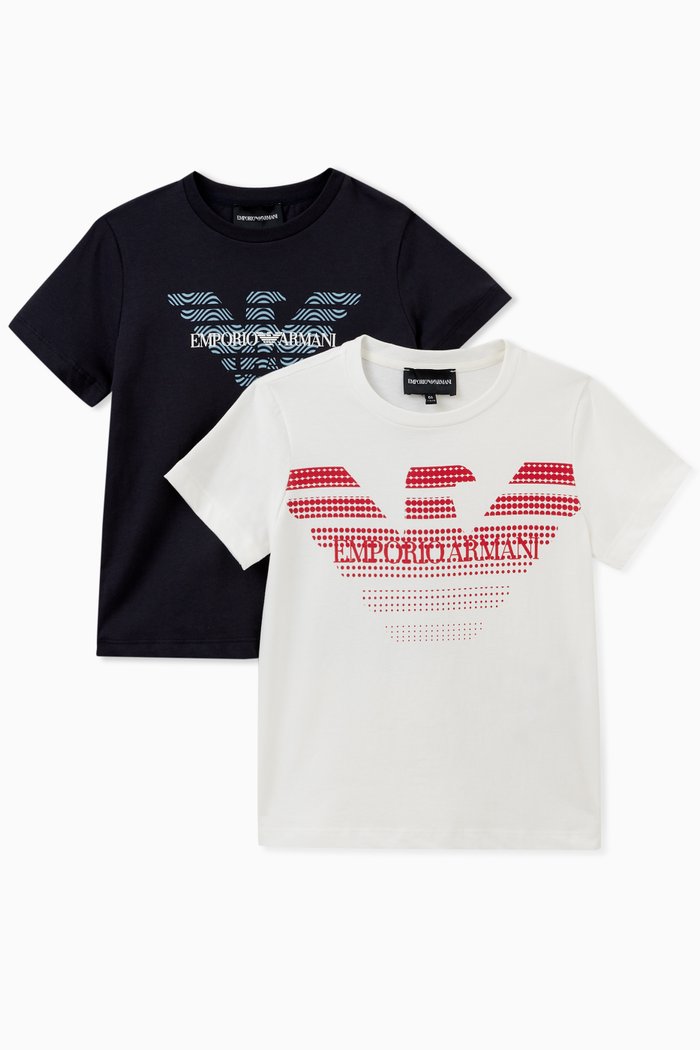 

Graphic Logo T-shirt in Cotton, Set of 2, Blue