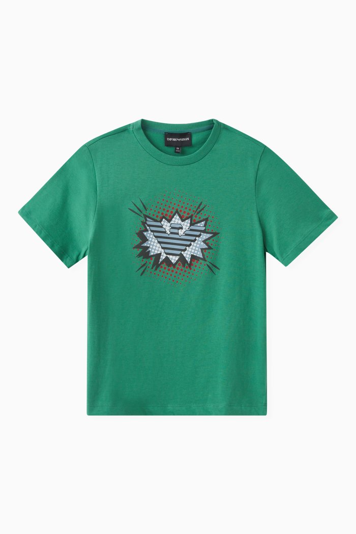 

Graphic Logo Print T-shirt in Cotton, Green