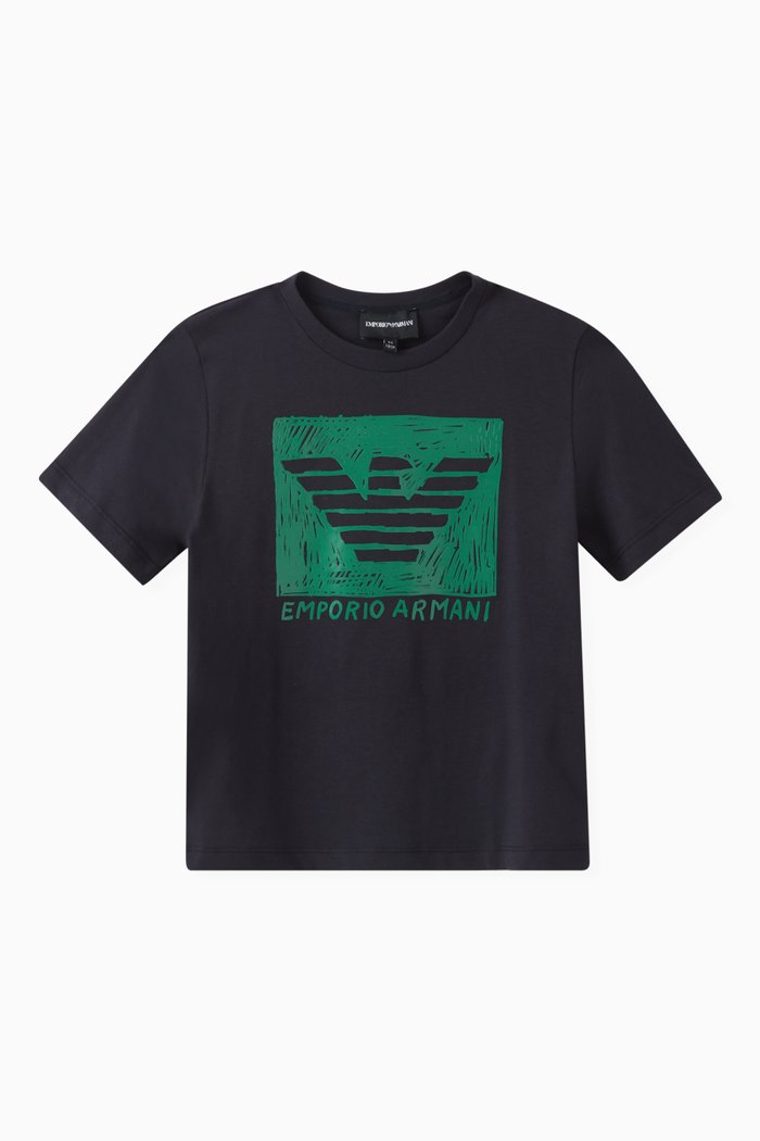 Eagle Logo Print T-shirt in Cotton, Blue