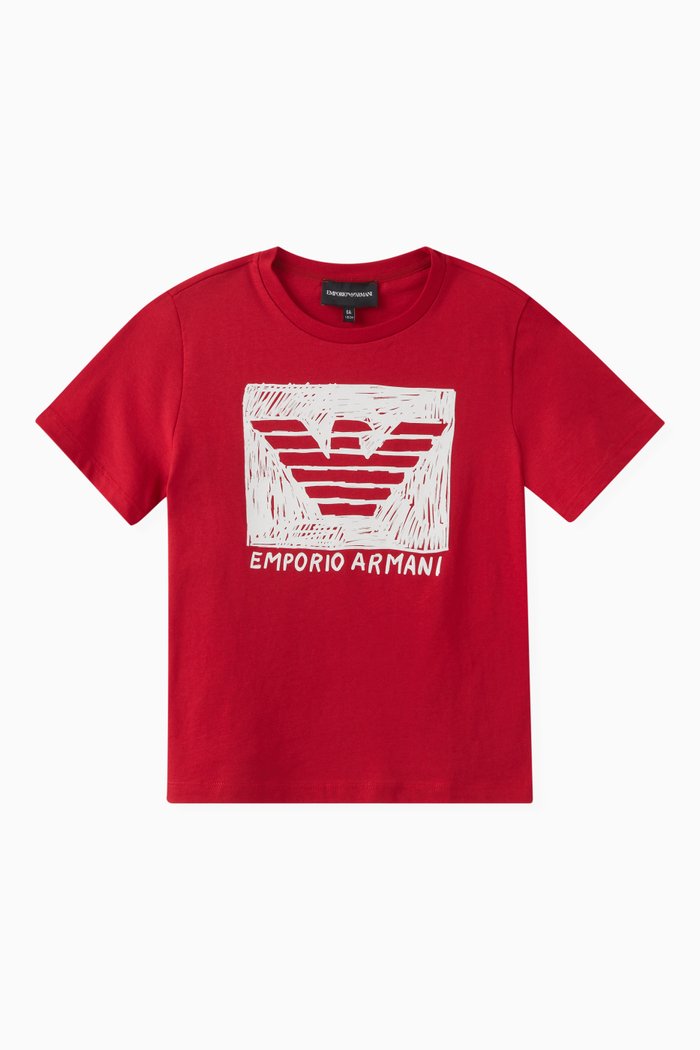 Graphic Logo Print T-shirt in Cotton, Red