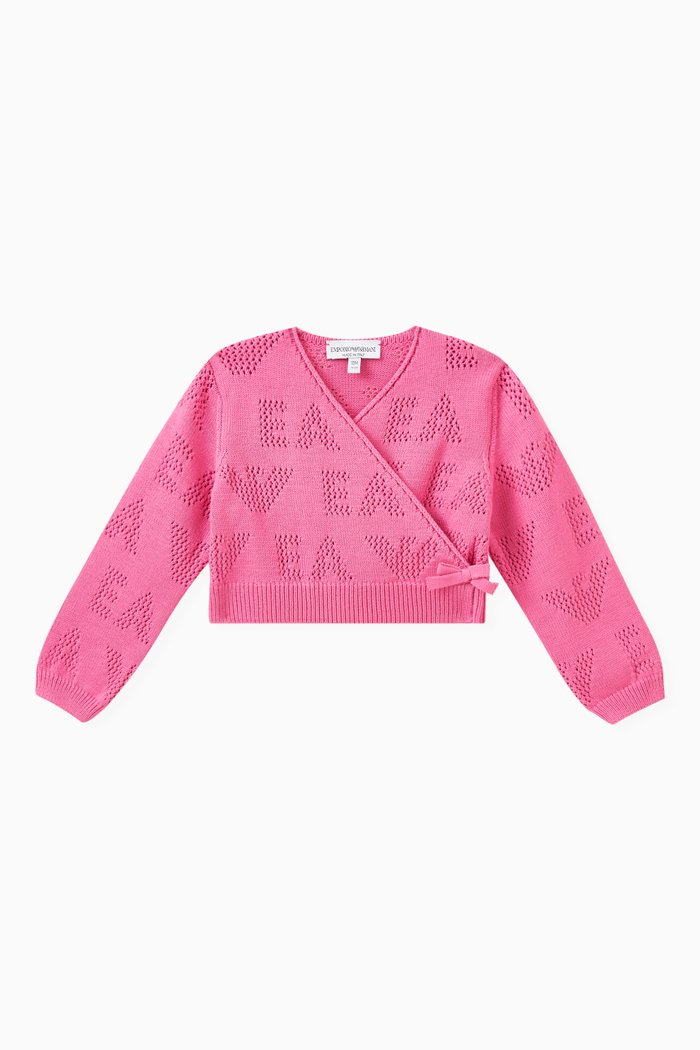 

Logo Overlap Sweater in Viscose Blend Knit, Pink