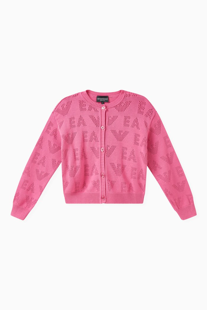 

Eagle Logo Knit Cardigan in Cotton, Pink