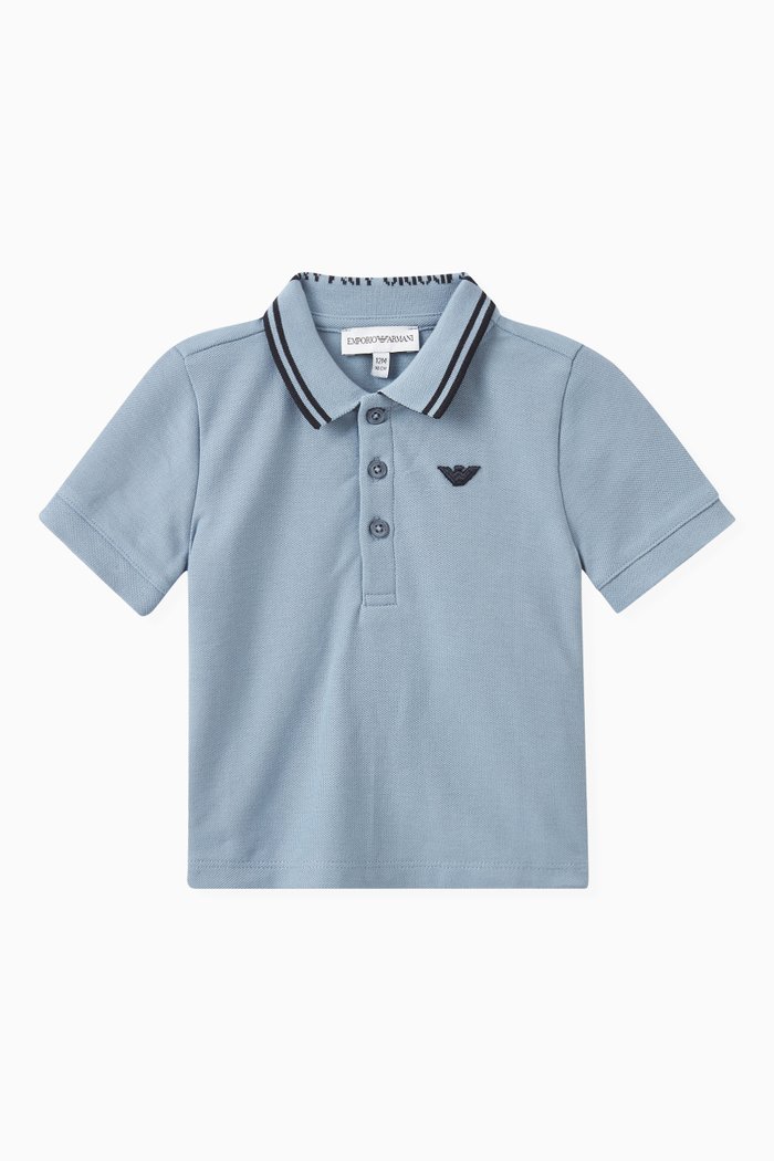 

Tipped Logo Polo Shirt in Cotton, Blue