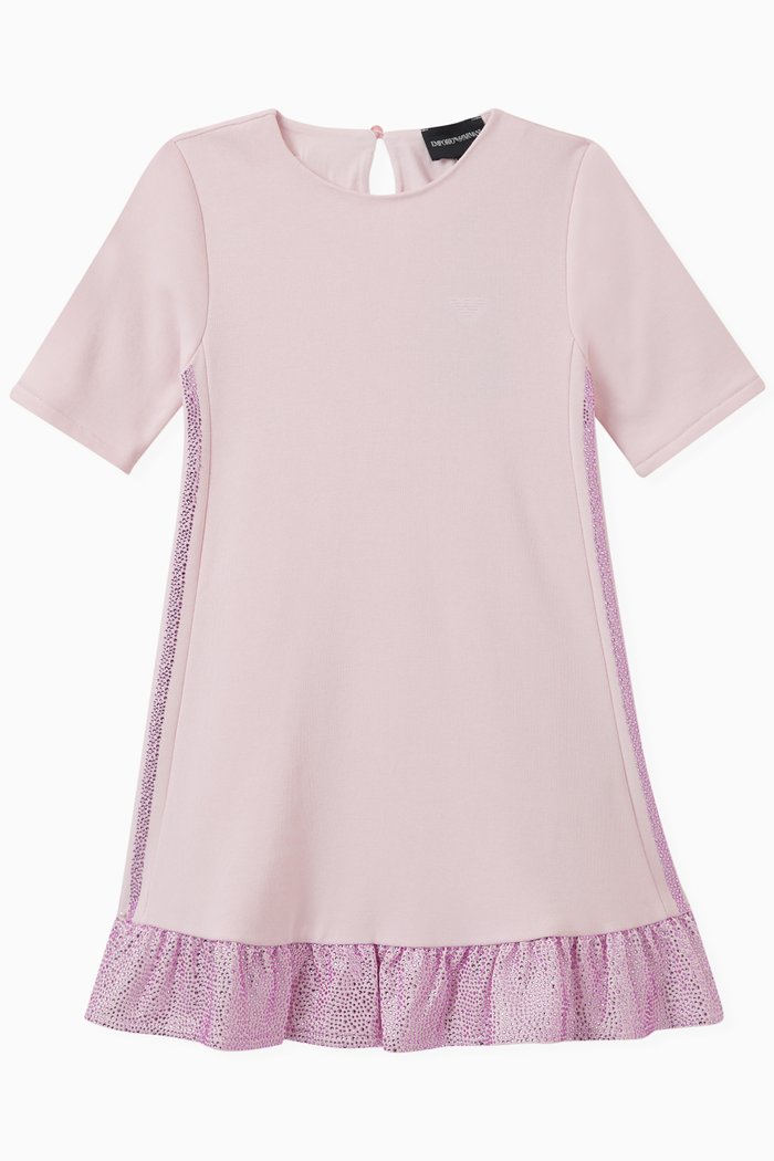 

Embellished Frilled Dress in Cotton, Pink