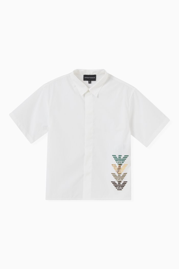 

Logo Detail Shirt in Cotton Poplin, White