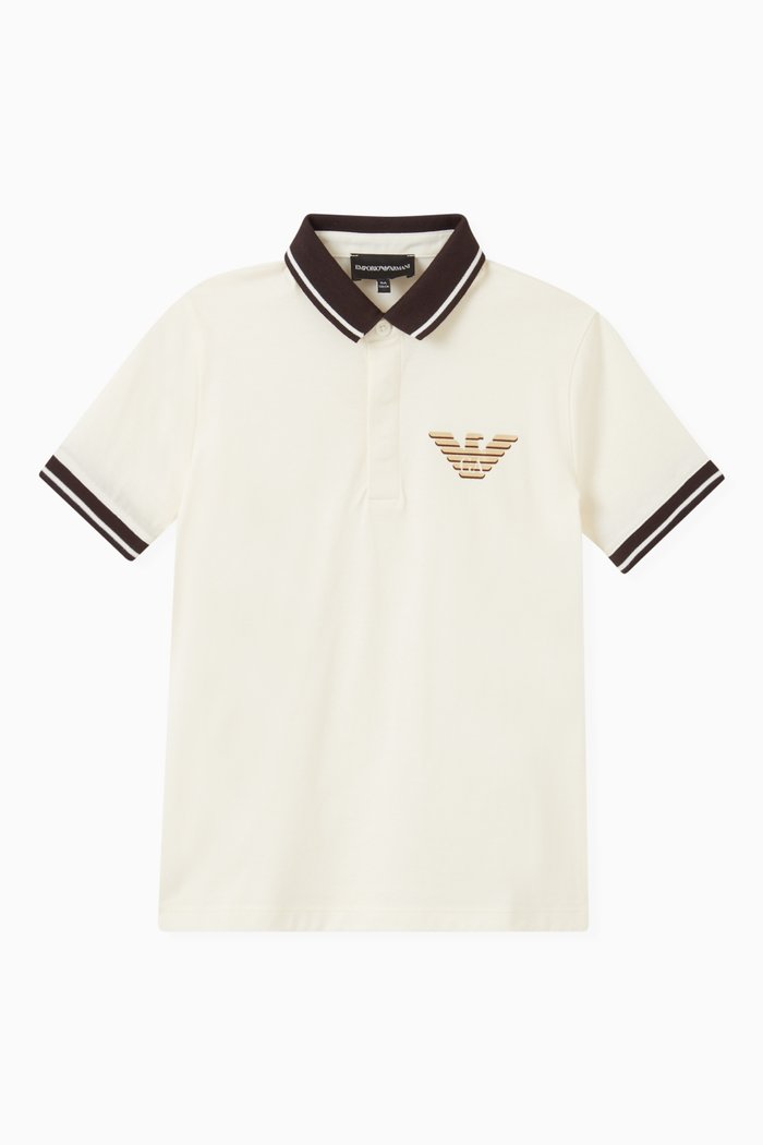 

Eagle Logo Polo Shirt in Cotton, Brown
