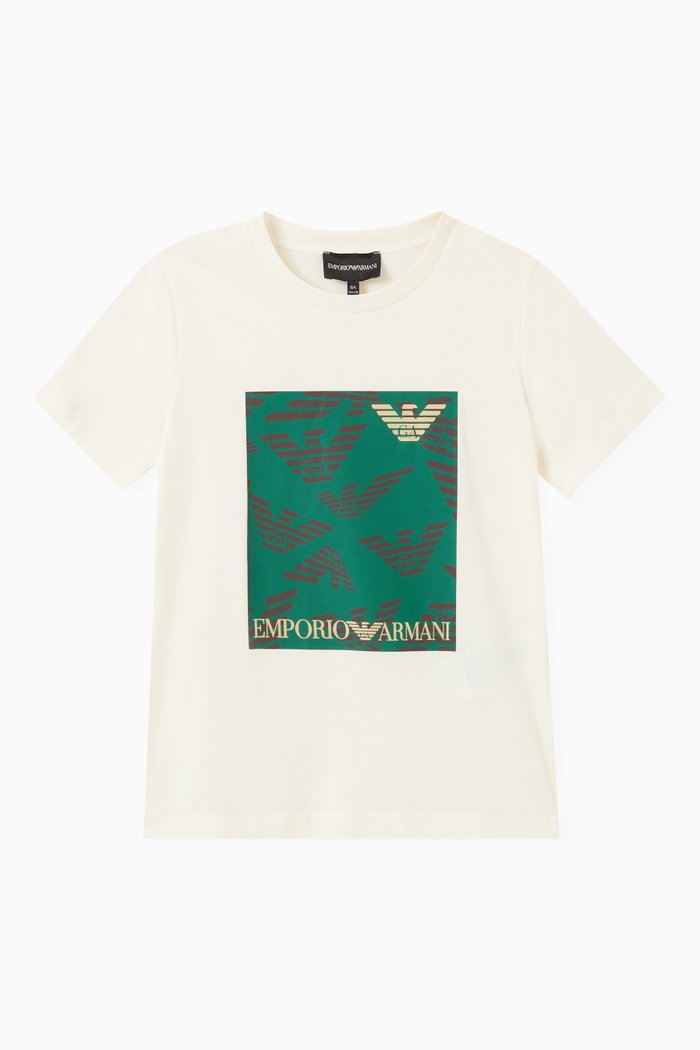 Logo Print T-shirt in Pure Cotton, Green