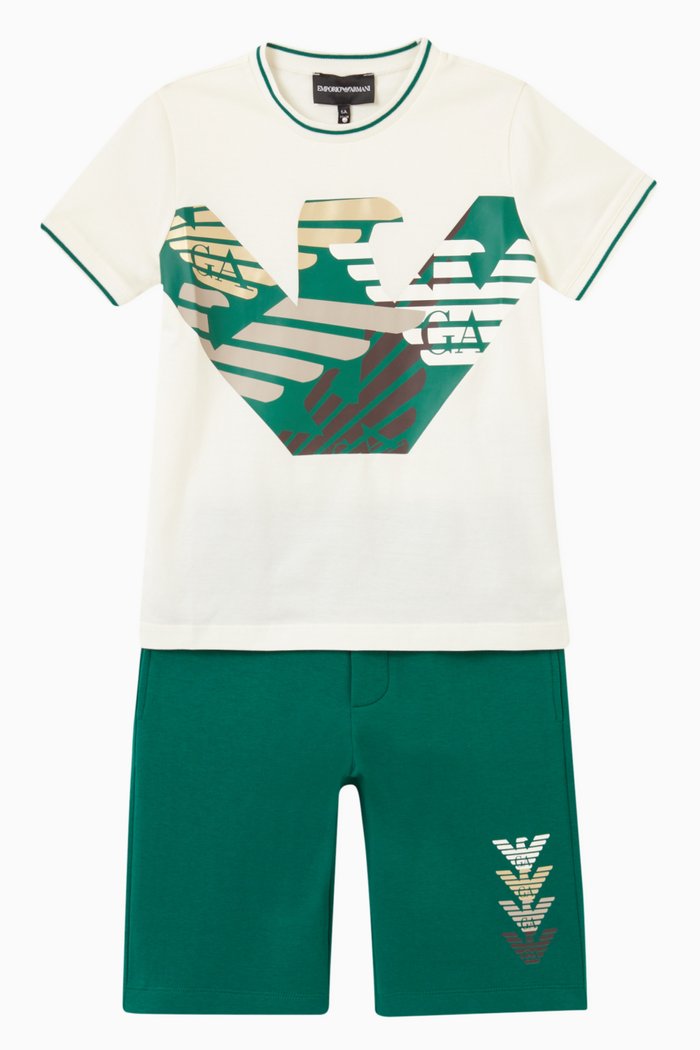 

Logo T-shirt & Shorts in Cotton, Green