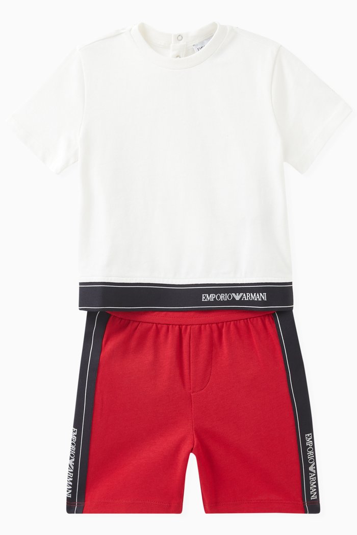 

Logo Band Pyjama Set in Cotton, Red