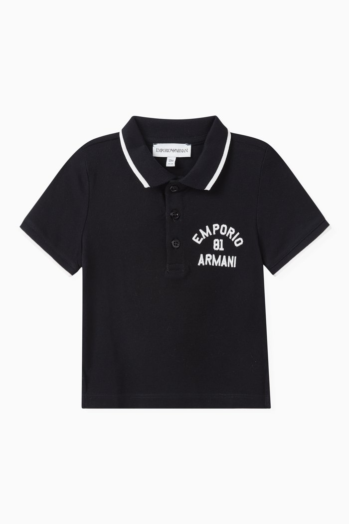 

Logo Embroidered Polo Shirt in Cotton, Blue