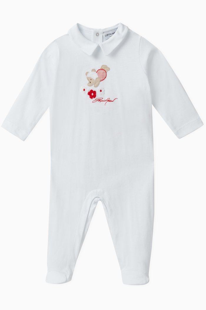 

Teddy Appliqué Sleepsuit in Cotton, Pink