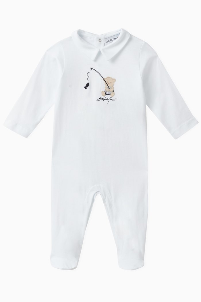 

Teddy Appliqué Sleepsuit in Cotton, White