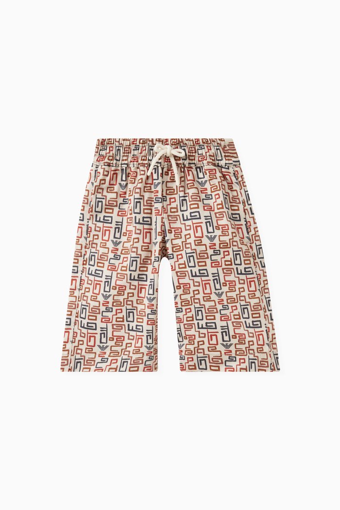 

Graphic Print Shorts in Cotton, Neutral