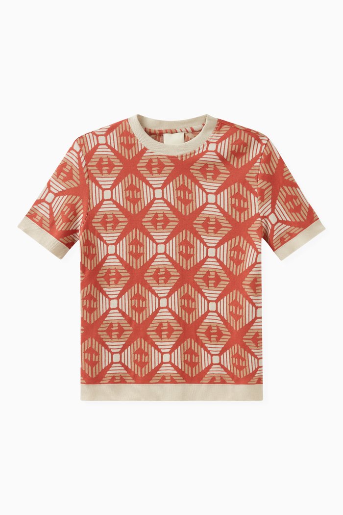 

Monogram Print T-shirt in Cotton, Orange
