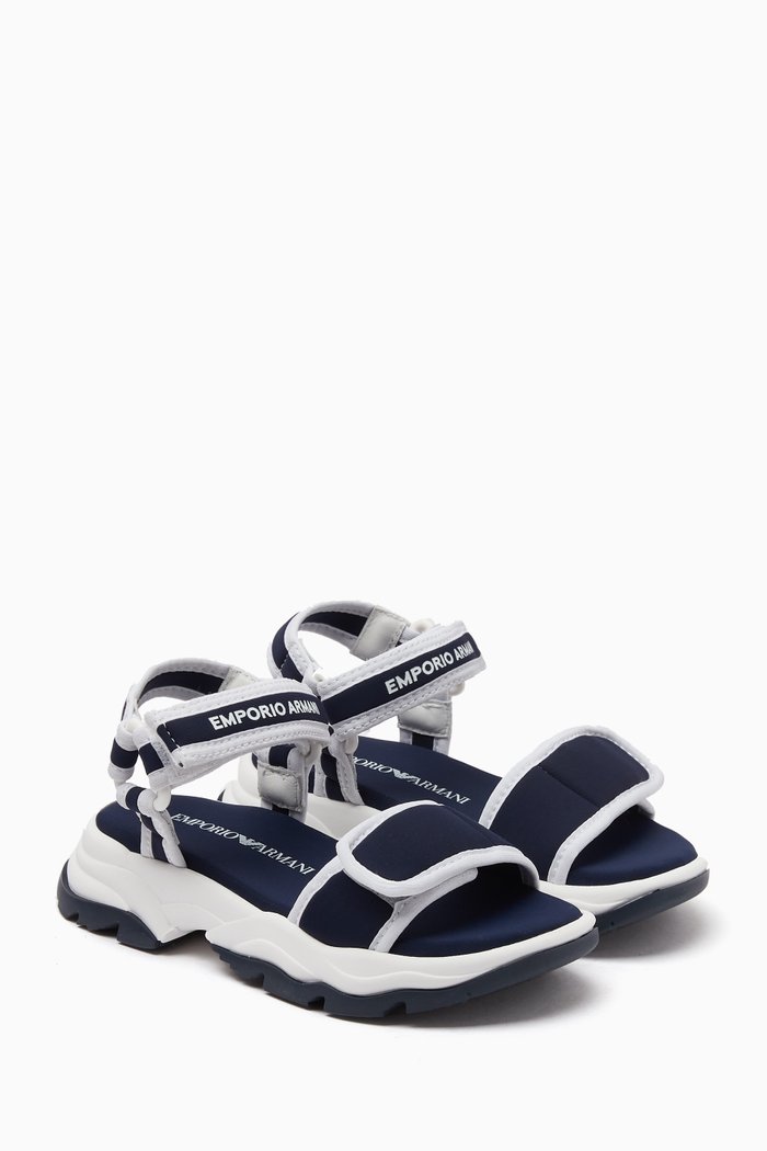 

EA Logo Velcro Strap Sandals, Blue