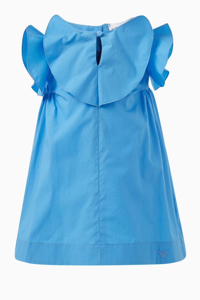 

Petal-collar Dress in Cotton, Blue