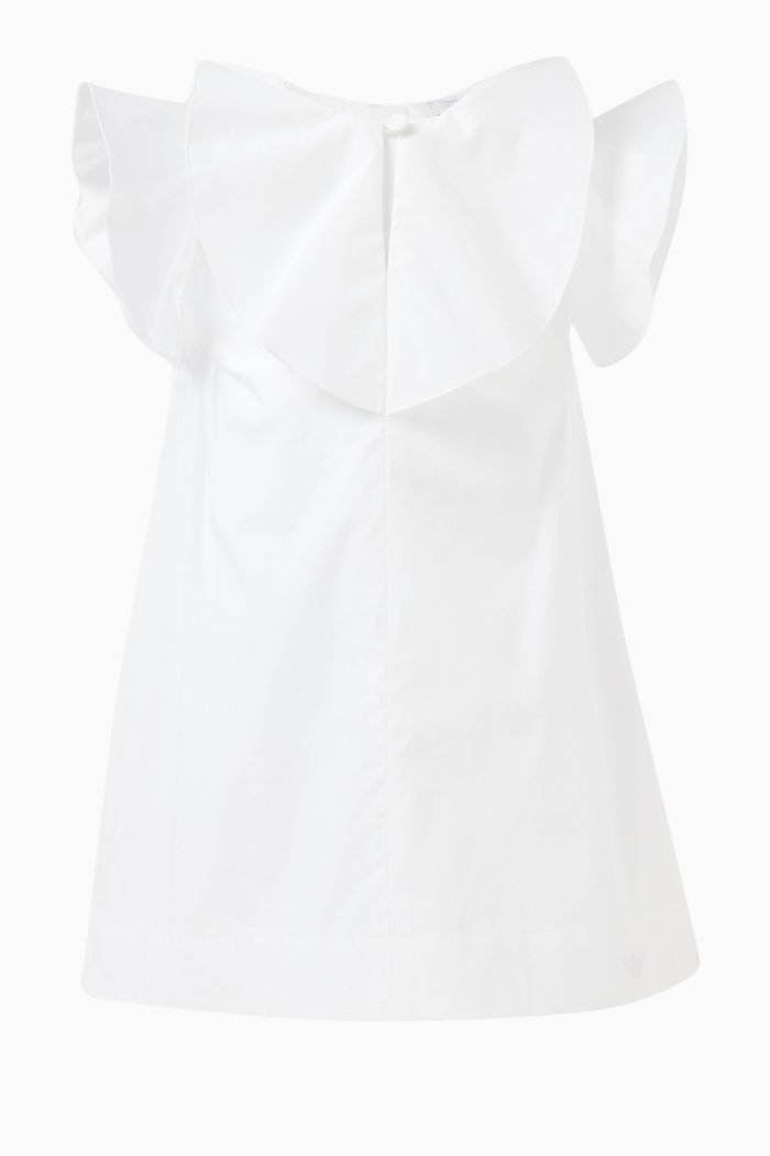 Petal-collar Dress in Cotton, White