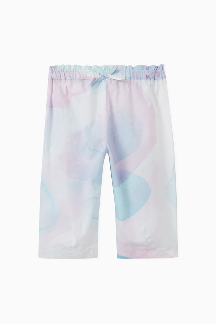 

Watercolour Print Pants in Cotton, White