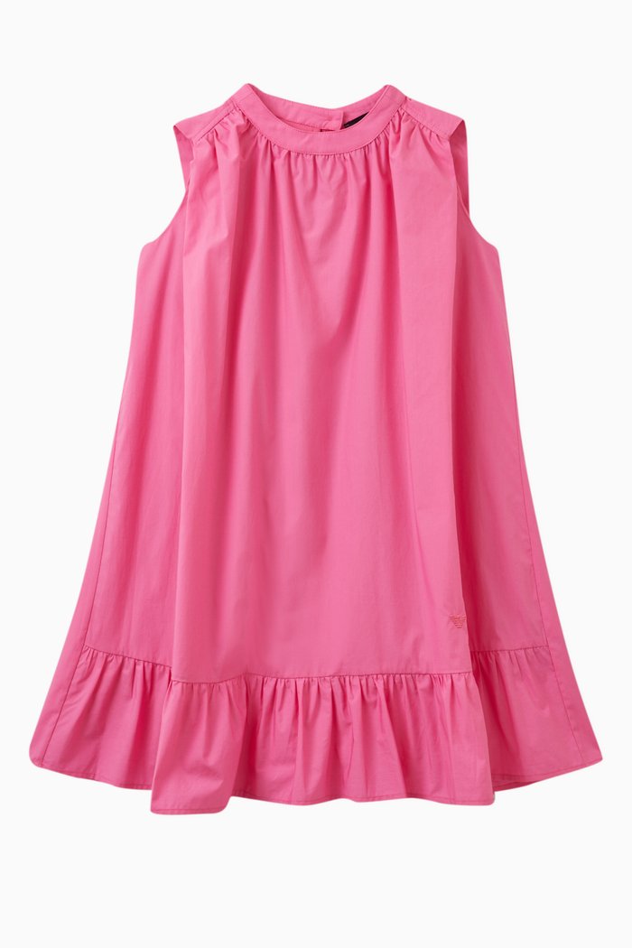 

Ruffled Dress in Cotton Poplin, Pink
