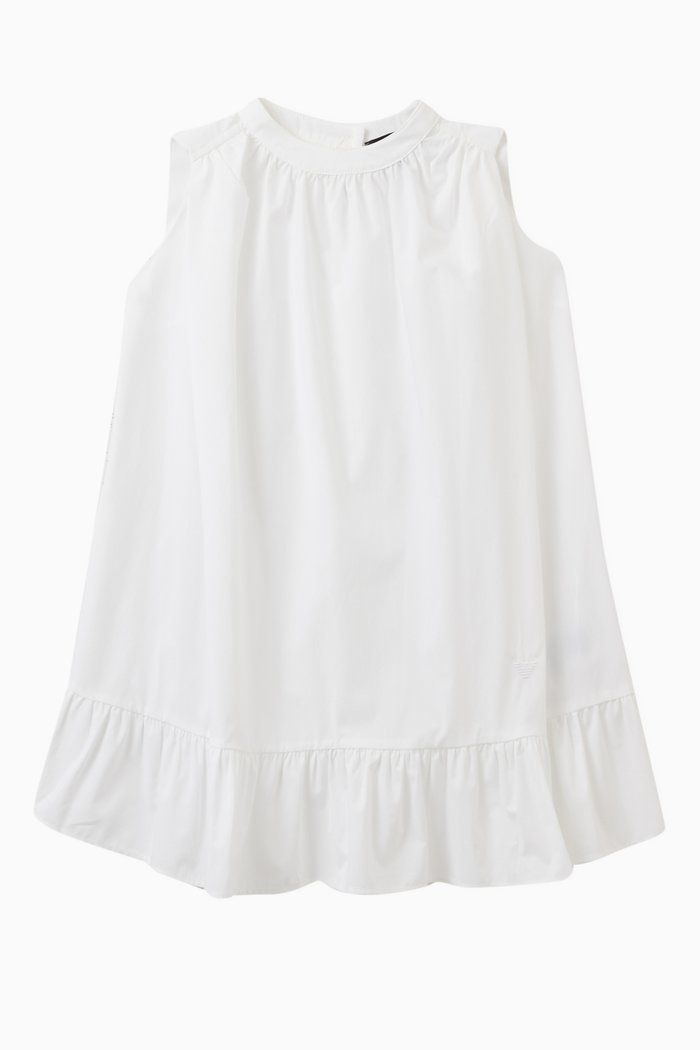 

Ruffled Dress in Cotton Poplin, White