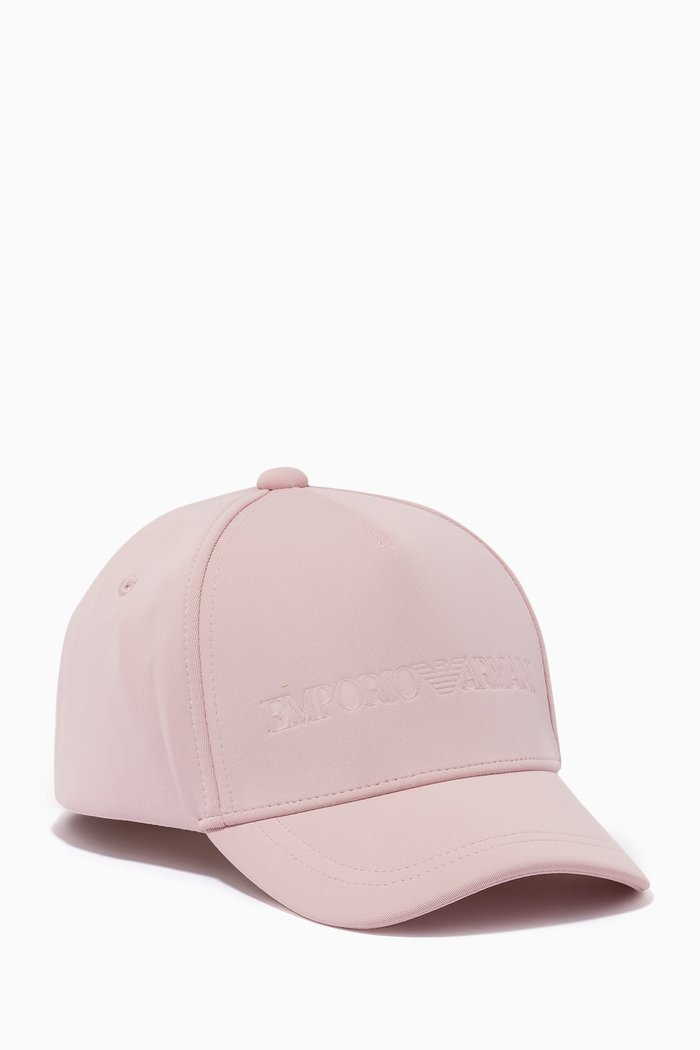 

EA Embossed Logo Baseball Hat in Knit Textile, Pink