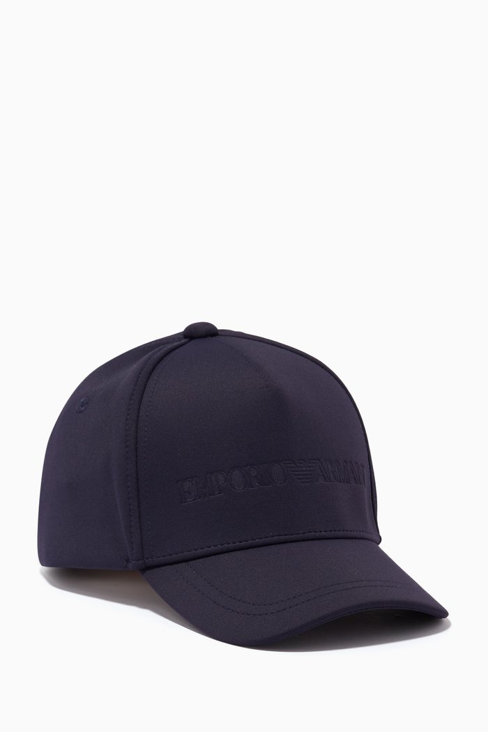

EA Embossed Logo Baseball Hat in Knit Textile, Blue