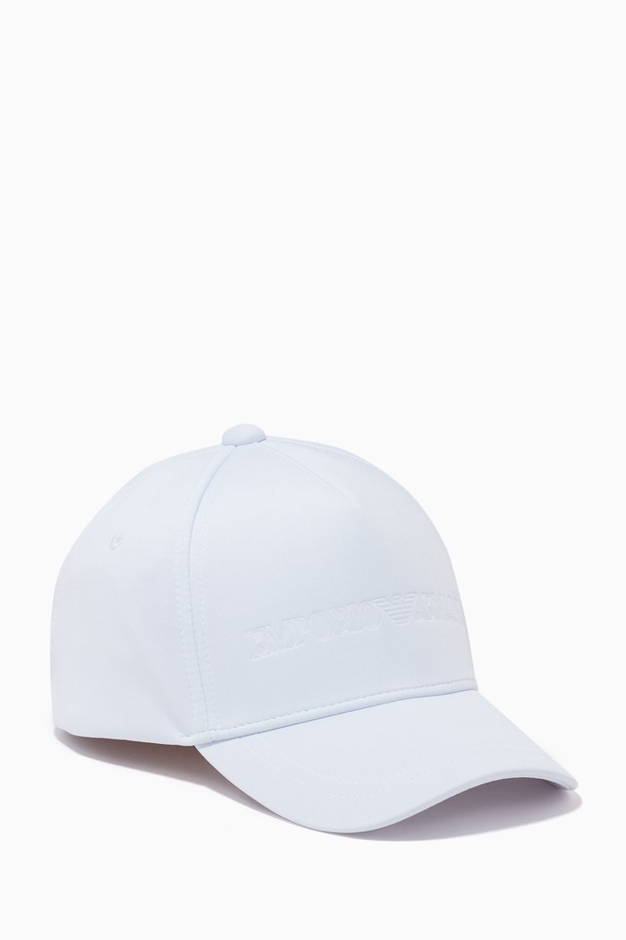 EA Embossed Logo Baseball Hat in Knit Textile, White