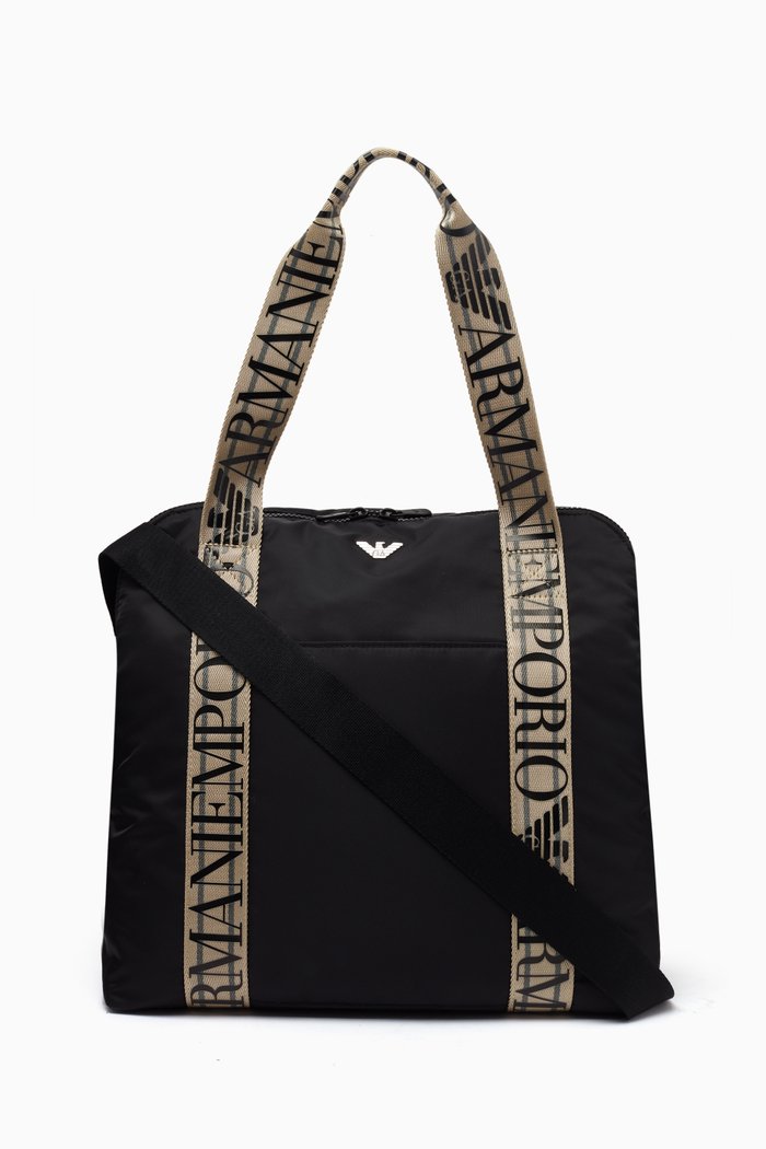 

Logo Tape Diaper Bag in Nylon, Black