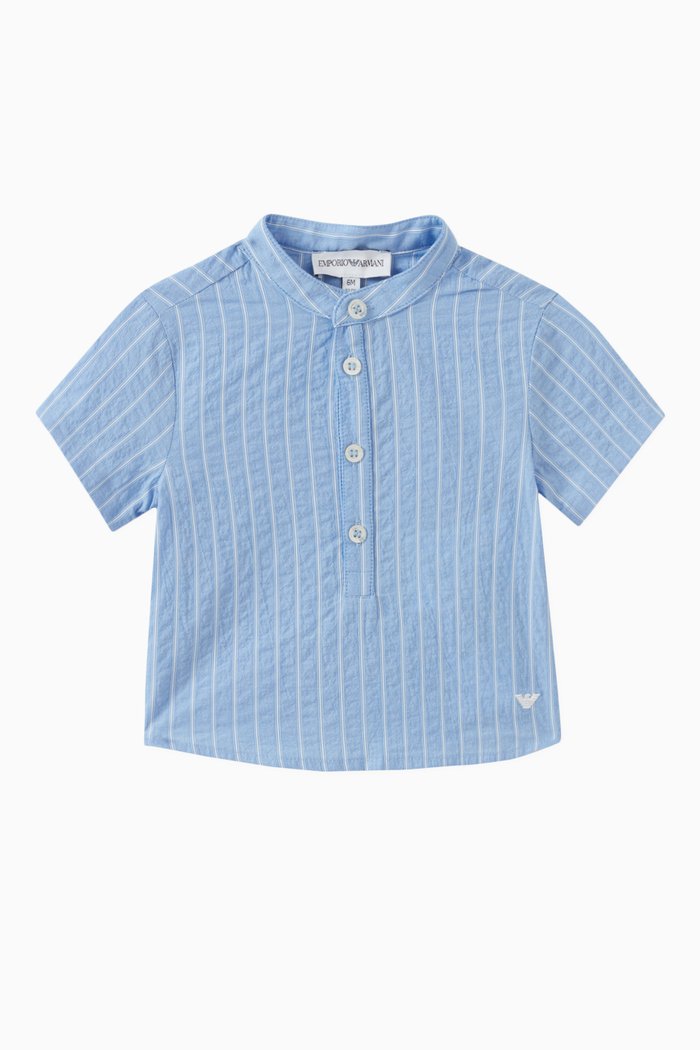 

Stripes-print Shirt in Cotton, Blue