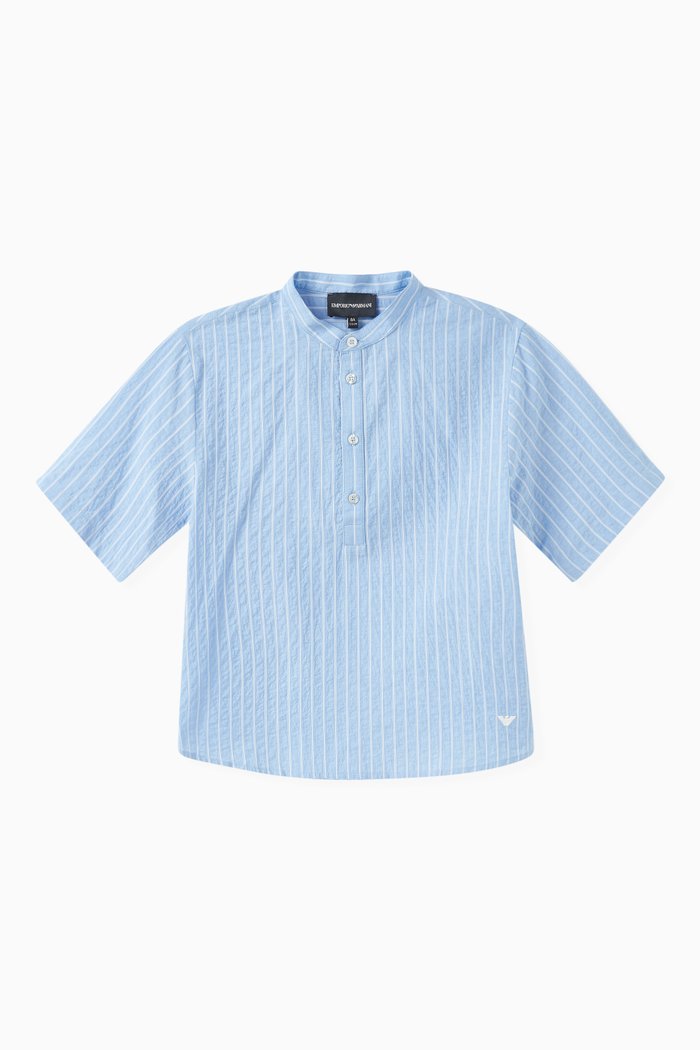 

Guru Collar Shirt in Cotton, Blue