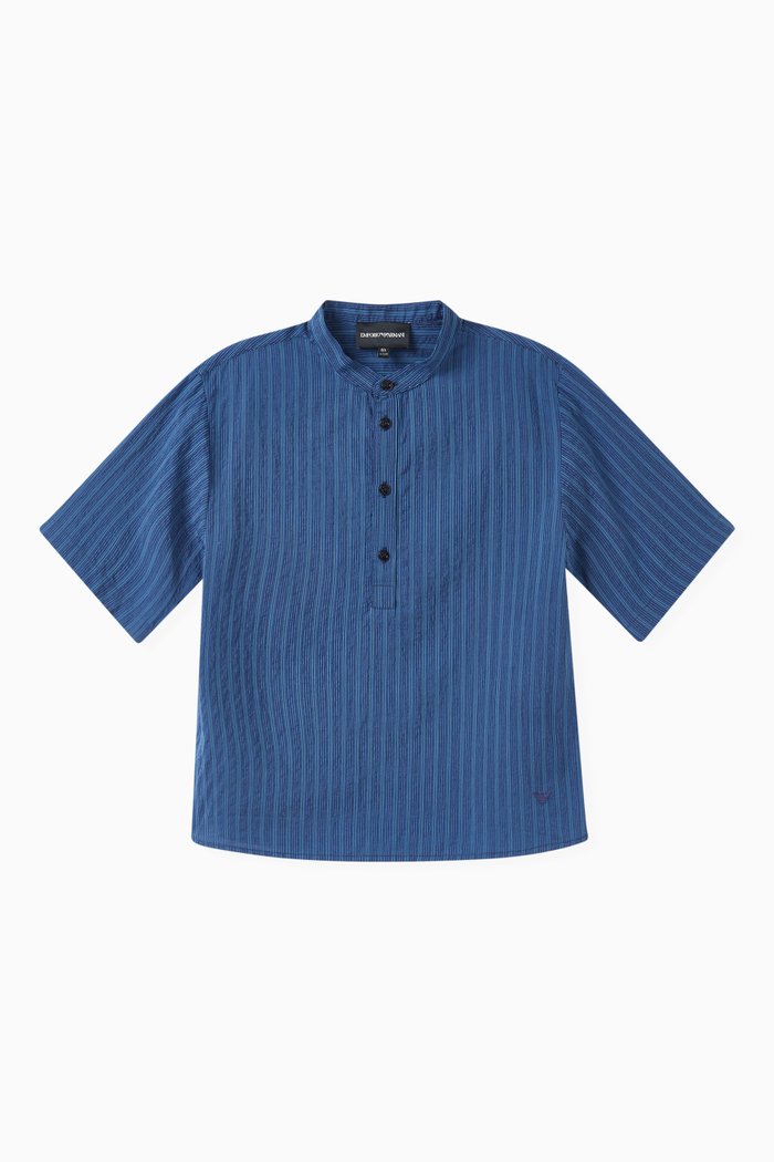 

Guru Collar Shirt in Cotton, Blue