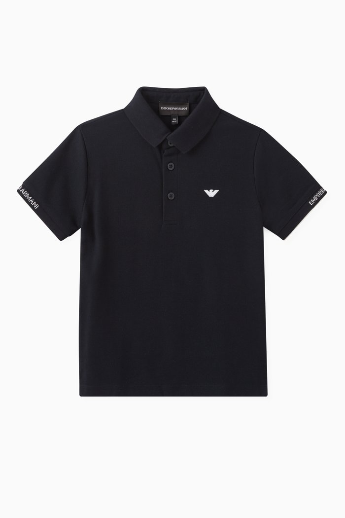 Logo Polo Shirt in Cotton, Blue