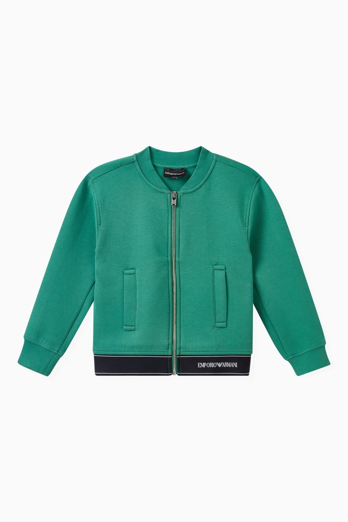 

Logo Bomber Jacket in Double Jersey, Green