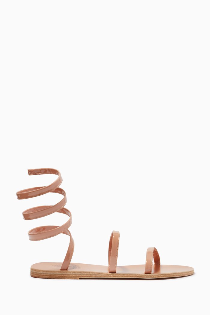 Ofis Wrap Around Sandals in Leather, Neutral