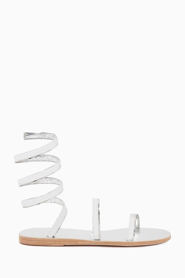 

Ofis Wrap Around Sandals in Leather, Silver